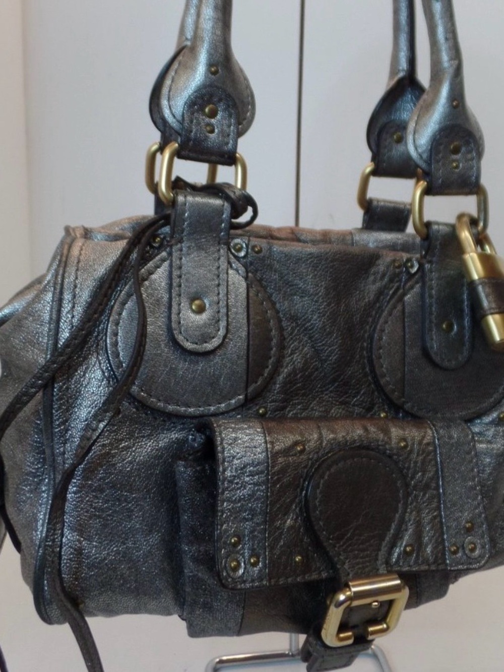 Rare Chloe Paddington Handbag Vintage 2005 w/ Lock & Key. Metallic
